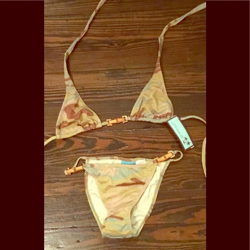 NWT Letarte glitter camo bikini